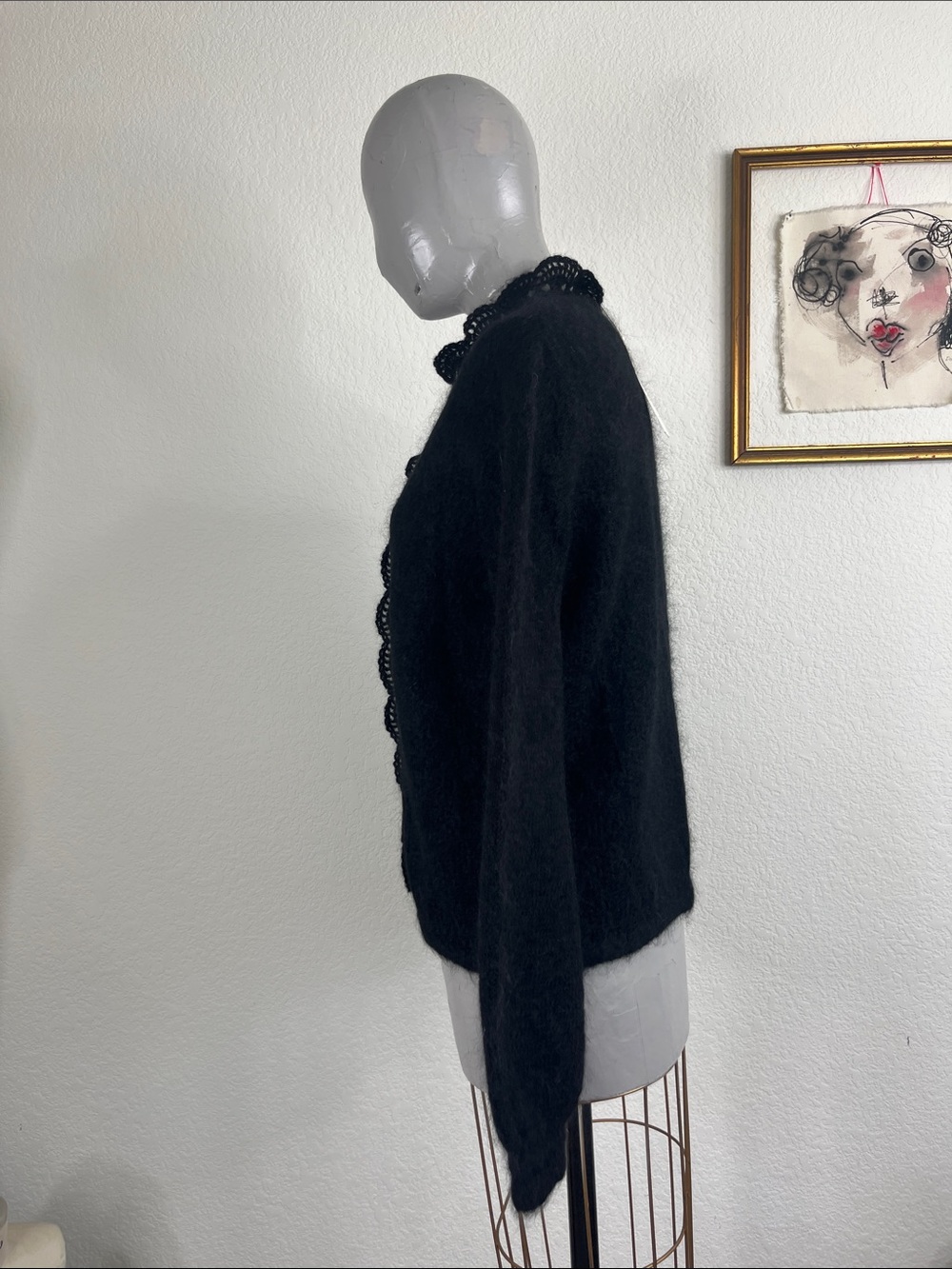 Sezane Gilet Angie Noir Kid Mohair Cardigan Sweater - Picture 7 of 14